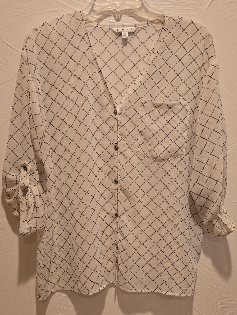 Cabi Sheer Black And White Top